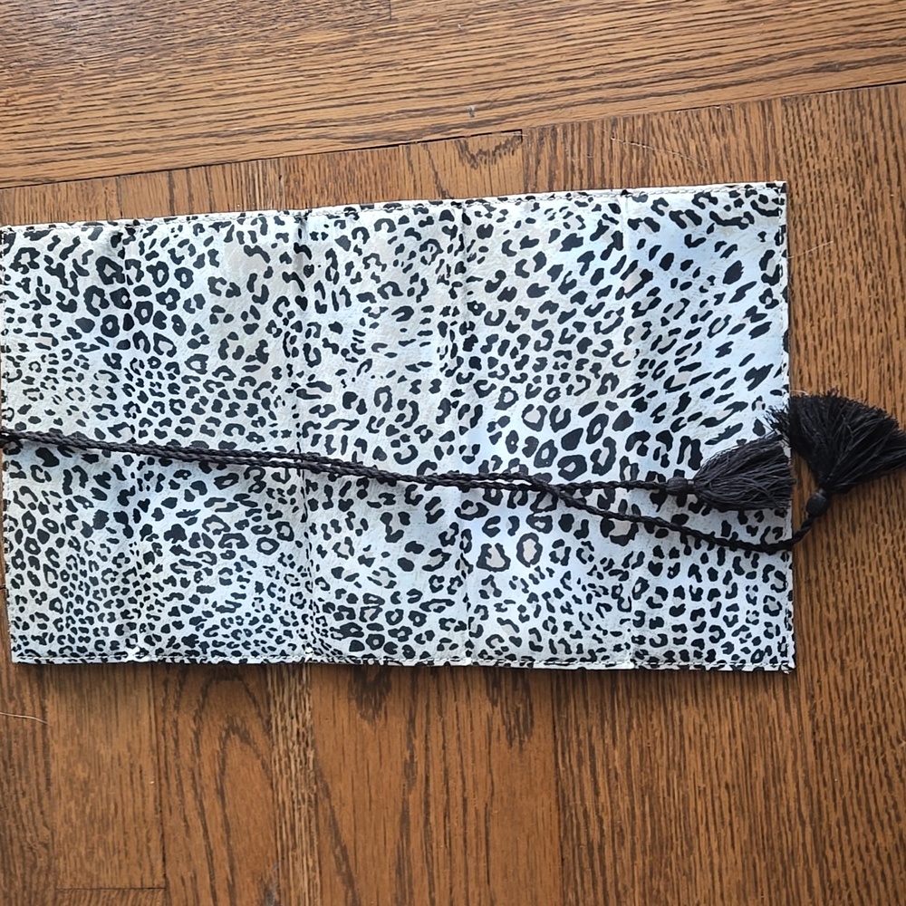 Chico's Jewelry Organizer Travel Case NWT Black Tassels Animal Print - Picture 3 of 7